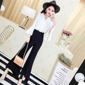 Modern női ing szett négy színben magas derekú nadrággal