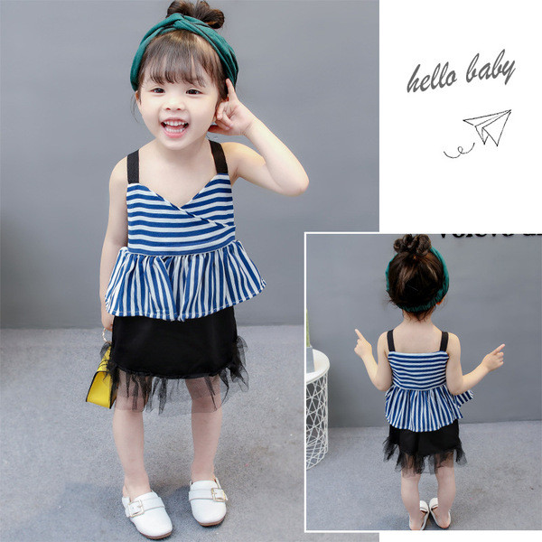 Rochie pentru copii cu dungi cu tul pentru fete