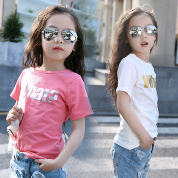 Детска тениска за момичета в два цвята с надпис