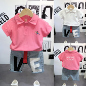 Μοντέρνο παιδικό σετ  για αγόρια σε ροζ και άσπρο χρώμα