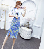 Modern női póló és szoknya szett két színben