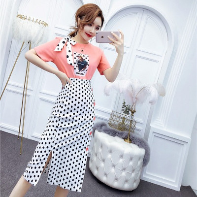 Modern női póló és szoknya szett két színben