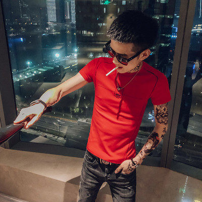 Alkalmi férfi póló rövid ujjal fehér, fekete és piros színben