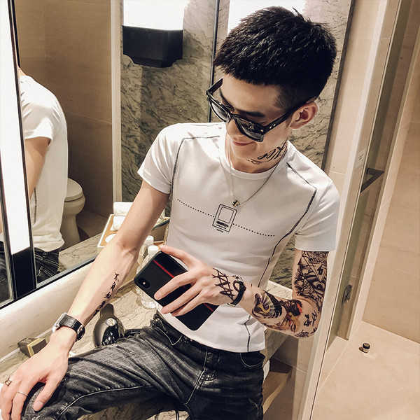 Alkalmi férfi póló rövid ujjal fehér, fekete és piros színben