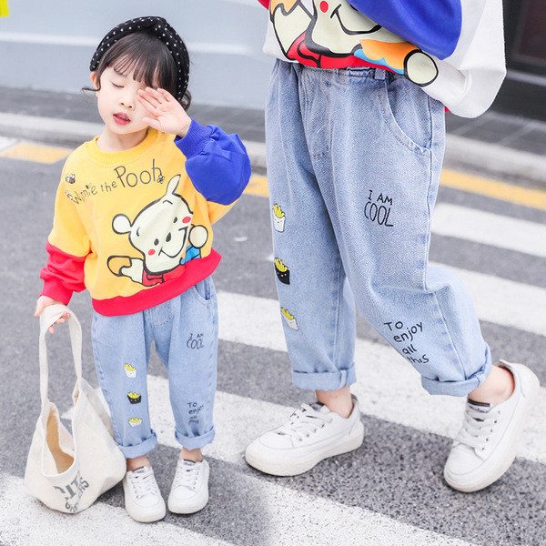 Modern, kék színű gyerekfarmer lányoknak