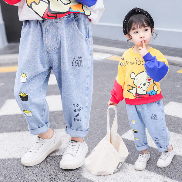 Modern, kék színű gyerekfarmer lányoknak