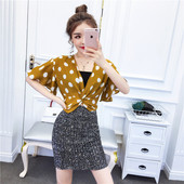 Μοντέρνο γυναικείο σετ -  φούστα και αμάνικο σε δύο χρώματα