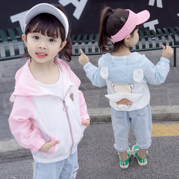 Παιδικό μπουφάν για κορίτσια σε δύο χρώματα με εφαρμογή και στοιχείο 3D