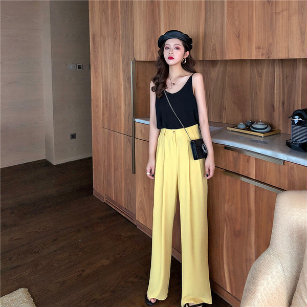 Stílusos női nadrág széles modell magas derékkal, három színben