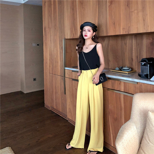 Stílusos női nadrág széles modell magas derékkal, három színben