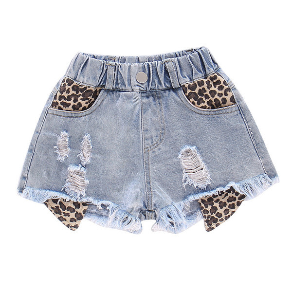 Gyerek modern rövid farmer szakadt motívumokkal - lányoknak