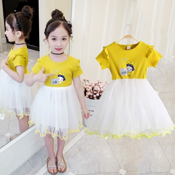 Rochie actuala pentru copii in doua culori cu aplicatie