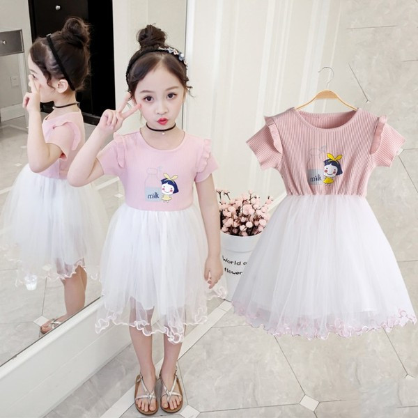 Rochie actuala pentru copii in doua culori cu aplicatie