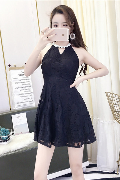 Modern csipke női ruha fekete színben