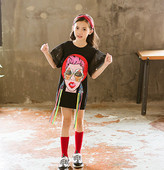 Modern gyerektunika fehér és fekete színben, rátéttel