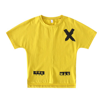 Детска ежедневна тениска за момчета в бял и жълт цвят