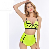 Κομψό  γυναικείο μαγιό με ψηλή μέση και φερμουάρ σε διάφορα χρώματα