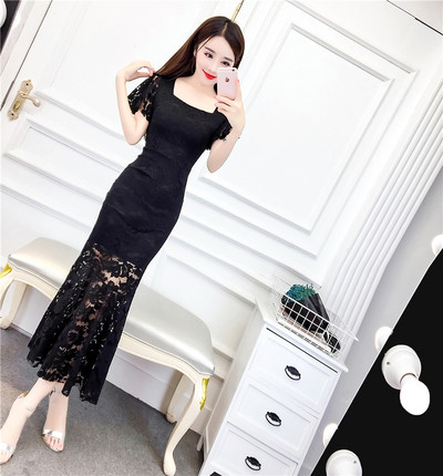 Γυναικείο φόρεμα από δαντέλα με κοντό μανίκι σε δύο χρώματα