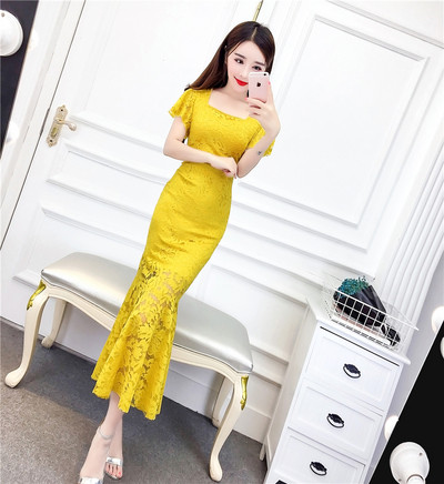 Γυναικείο φόρεμα από δαντέλα με κοντό μανίκι σε δύο χρώματα