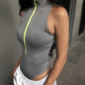 Modern női test színes cipzárral és magas O-alakú gallérral