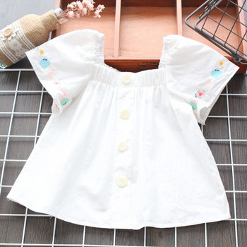Модерна детска риза за момичета с копчета в бял цвят
