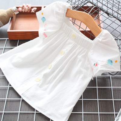 Модерна детска риза за момичета с копчета в бял цвят