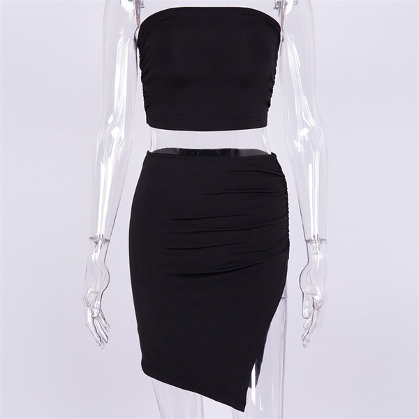 Stílusos női szett két részből - felső és szoknya három színben