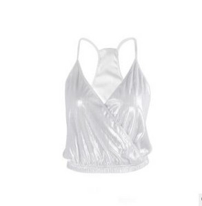 Κομψό γυναικείο αμάνικο με ντεκολτέ σε σχήμα V σε ασημί χρώμα