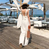 Γυναικείοα εξώπλατη ολόσωμη φόρμα σε λευκό χρώμα - ευρύ σχέδιο