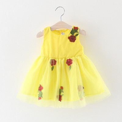 Μοντέρνο παιδικό φόρεμα σε κίτρινο και ροζ για τα κορίτσια