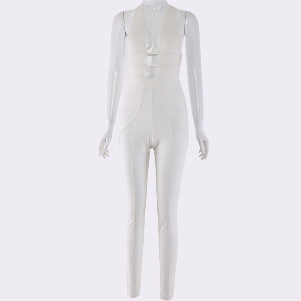 Stílusos női overall Slim - modell fehér színben