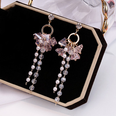 Női fülbevaló két színben, díszgyöngyökkel