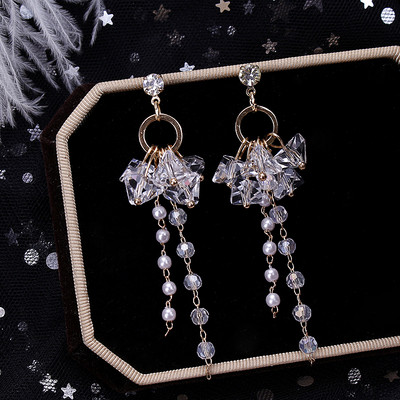 Női fülbevaló két színben, díszgyöngyökkel