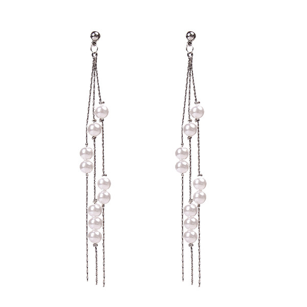 Női hosszú fülbevaló két színben gyöngyökkel