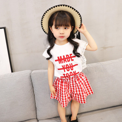 Kétrészes blúzból és nadrágból álló gyerekkészlet lányoknak