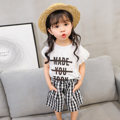 Kétrészes blúzból és nadrágból álló gyerekkészlet lányoknak