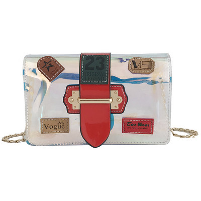 Modern női táska irizáló színekben fémlánc