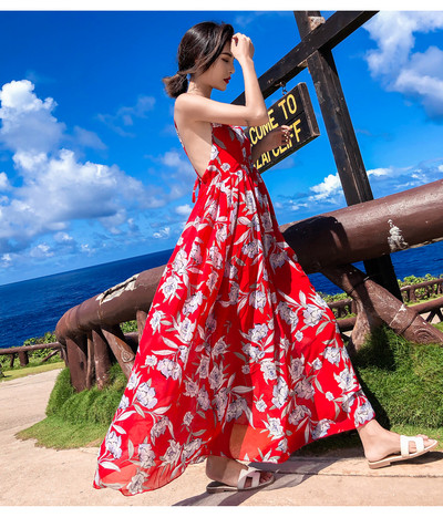 Modern női hosszú ruha vékony pántokkal több színben