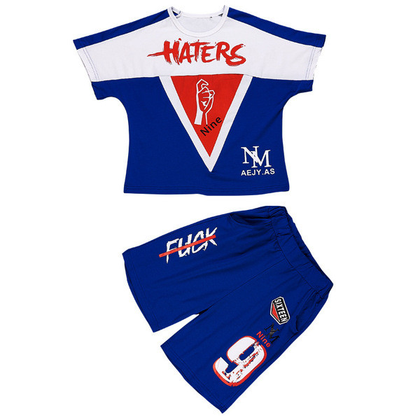 Kék és piros színben mindennapos gyerekkészlet fiúknak