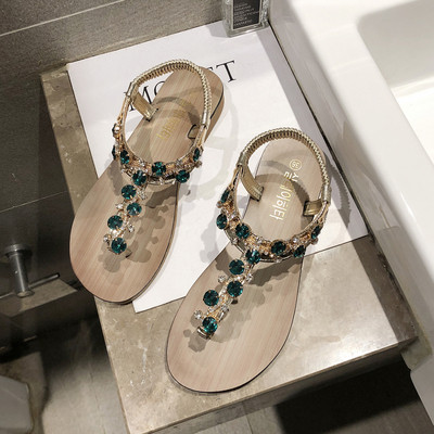 Καθημερινά γυναικεία σανδάλια με δίχρωμες πέτρες