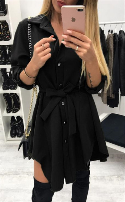 Stílusos női ruha széles modell övvel több színben