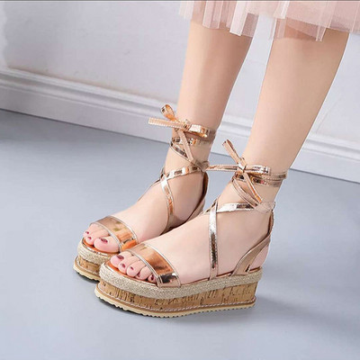 Μοντέρνα γυναικεία σανδάλια με ψηλά πέλματα και κορδόνια σε διάφορα χρώματα