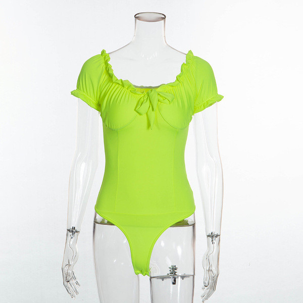 Lezser női body rövid ujjal és szalaggal több színben