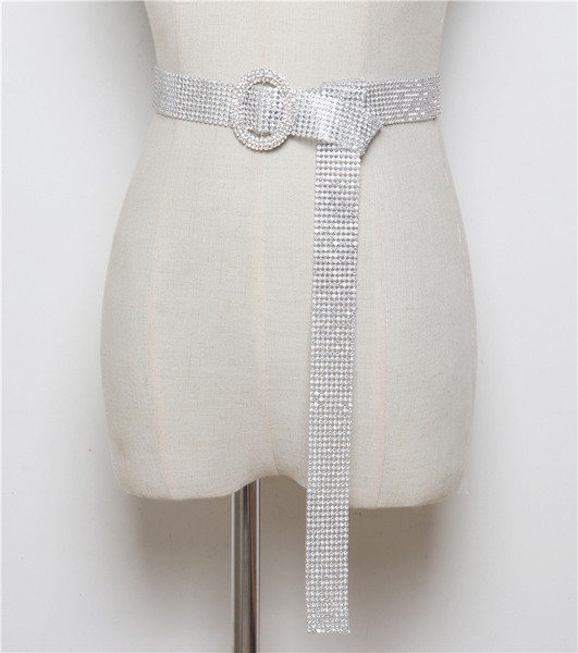 Modern női öv kerek csattal, kövekkel több színben