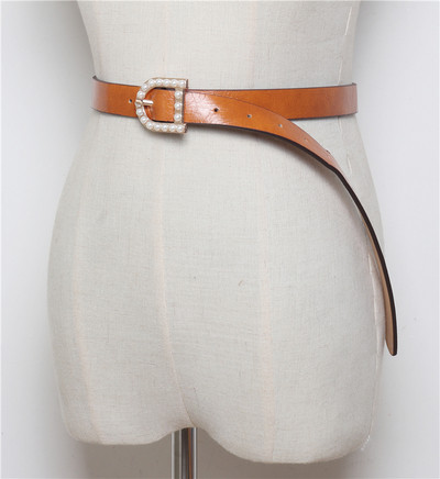 Női alkalmi bőr öv gyöngyökkel több színben