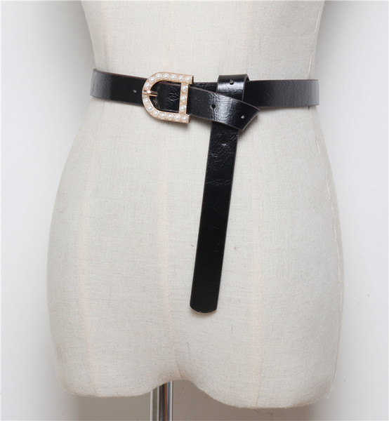 Női alkalmi bőr öv gyöngyökkel több színben