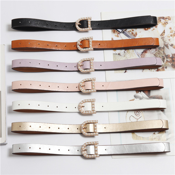 Női alkalmi bőr öv gyöngyökkel több színben