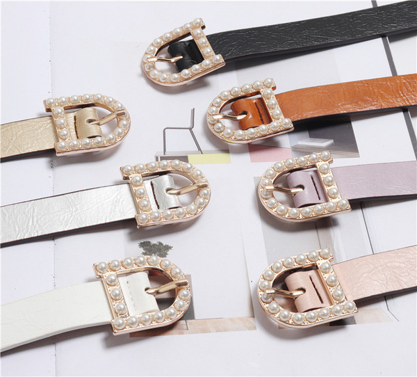 Női alkalmi bőr öv gyöngyökkel több színben