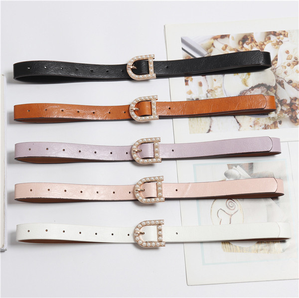 Női alkalmi bőr öv gyöngyökkel több színben