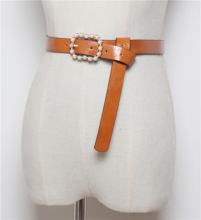 Stílusos női bőr öv gyöngyökkel több színben